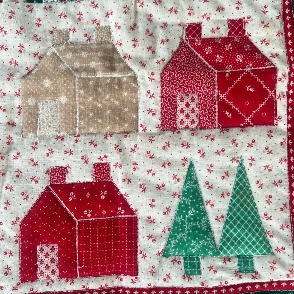VTG Cranston Fabrics Country Christmas Accent Pillow Cover Lace Handmade 14x14